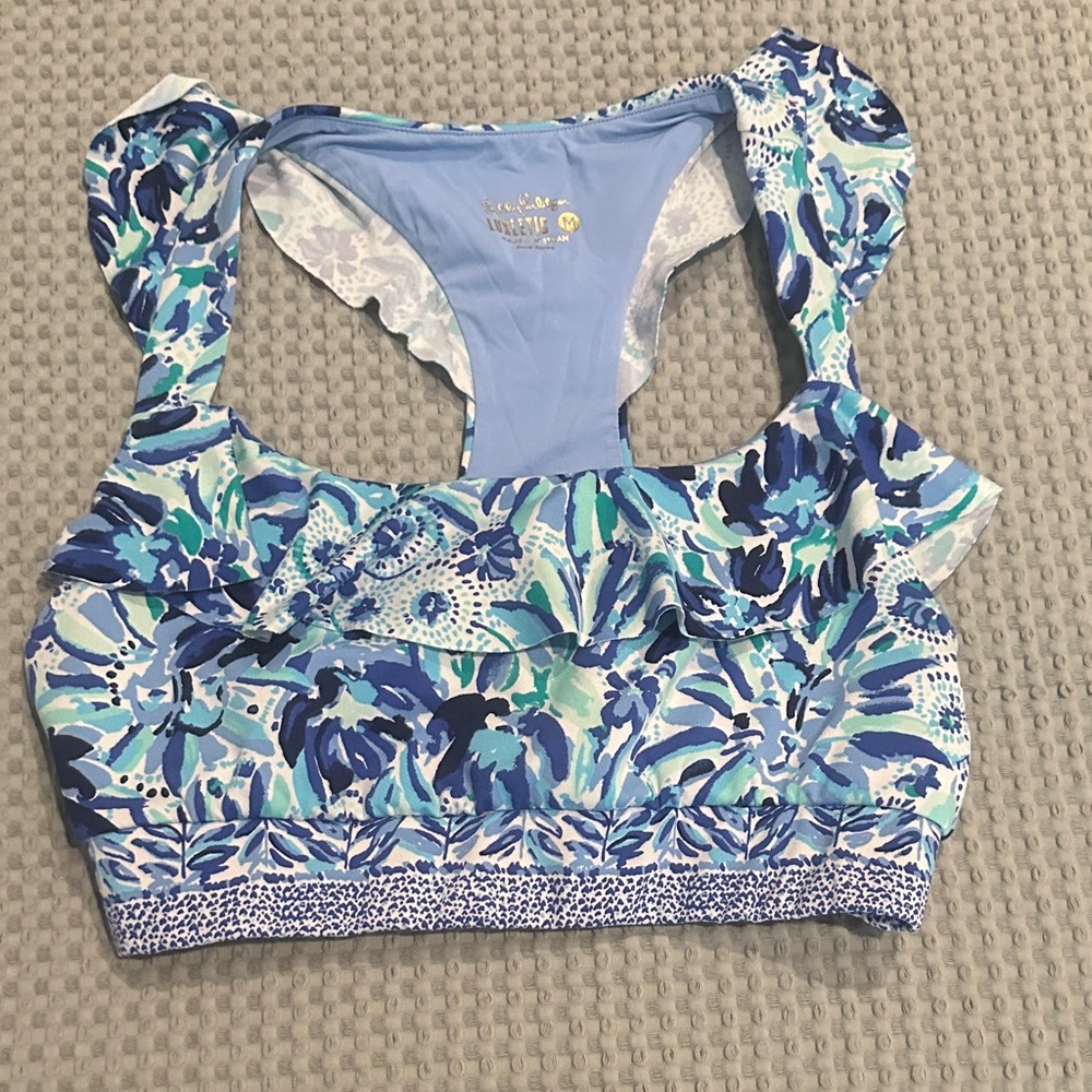 Lilly Pulitzer Luxletic Blue and White Floral Sports Bra